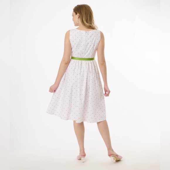 Unique Vintage Smak Parlour Pink Pin Dot Tulip Sleeveless Swing Dress, 1x, NWT! - Picture 9 of 16